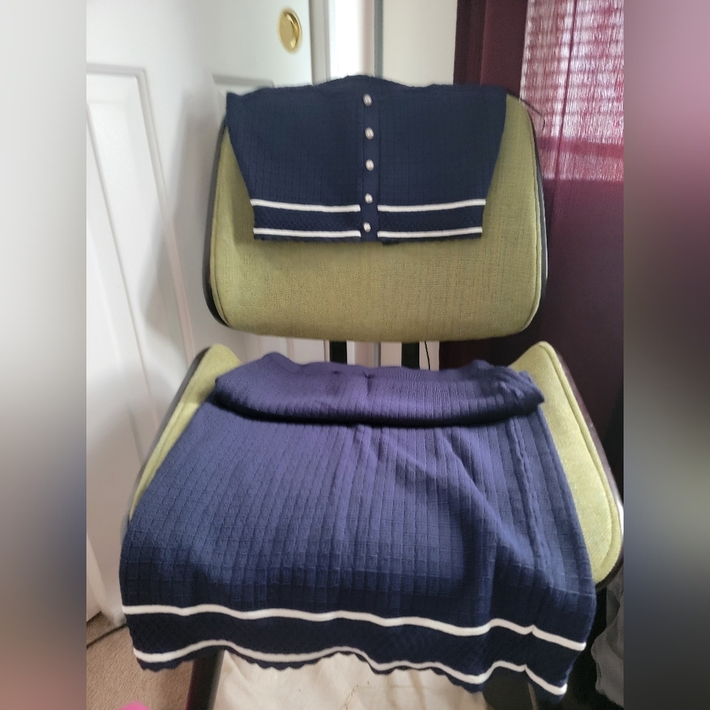 Dress set , navy and white